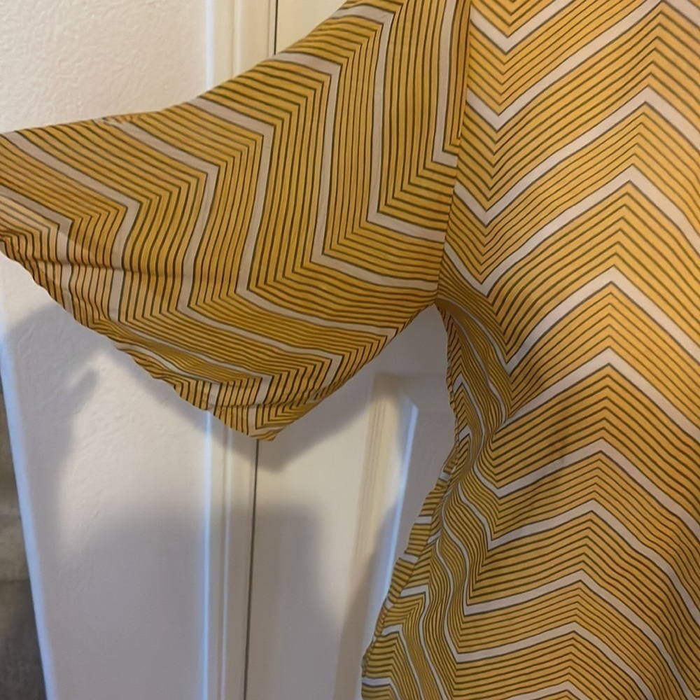 WOMENS Boohoo see through shirt vintage SHEER COVER UP size 2 MUSTARD YELLOW‌‌‌‌ - Picture 5 of 9